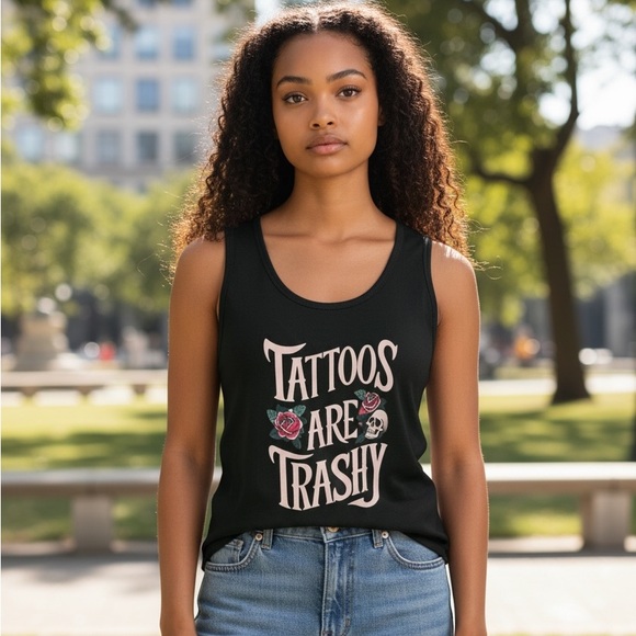 Tattoos Are Trashy Graphic Tank Top Women’s Large Goth Alt - Picture 6 of 6